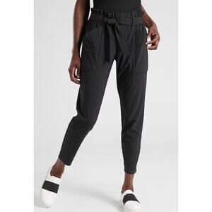 Athleta Skyline Pant Black Size 2 High Rise Tie Waist Lightweight Work Pant